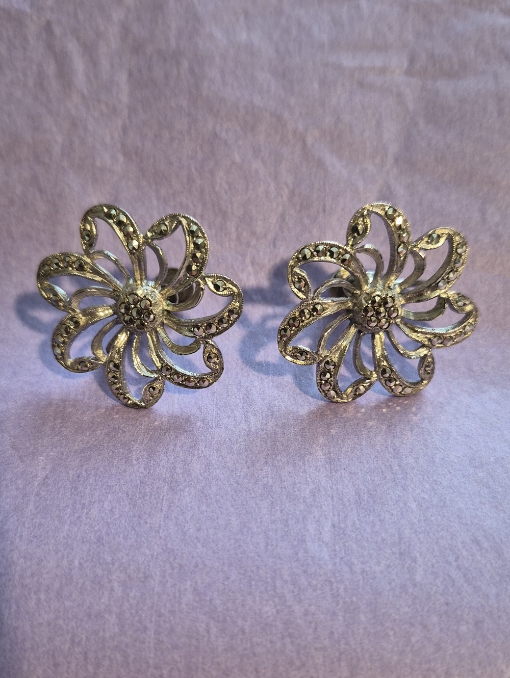 Vintage Sterling Silver And Marcasite Earrings